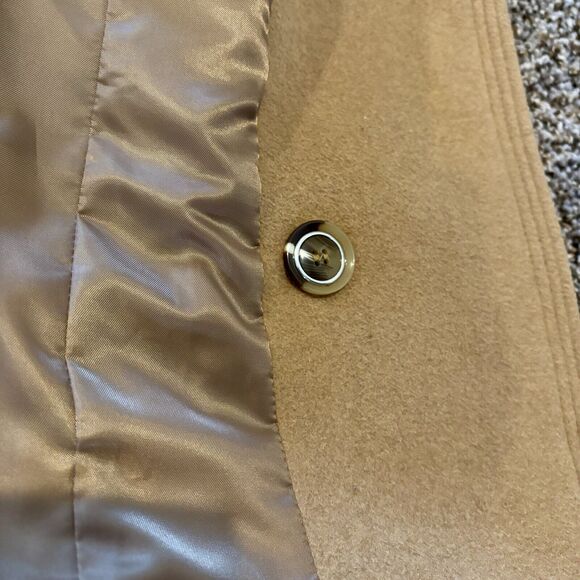 Kenneth Cole Reaction Pea Coat 2P Camel Tan Wool Pockets - Picture 8 of 13